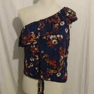 🛍 3 for $15 One Shoulder Navy Floral Mossimo tank